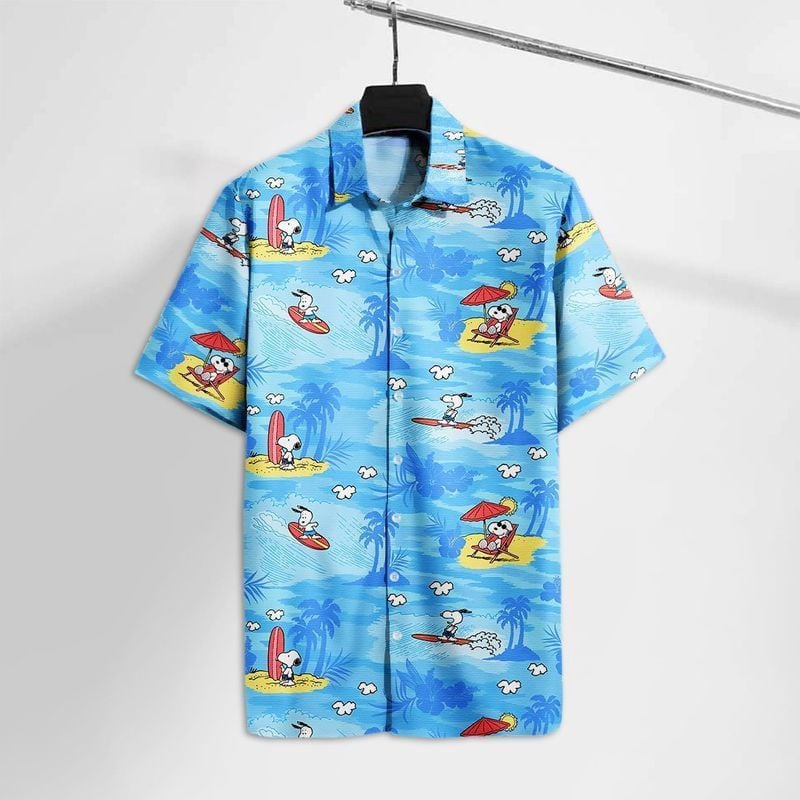 Snoopy Cartoon Peanut Beagle On The Beach For Men And Women Graphic Print Short Sleeve Hawaiian Casual Shirt 46