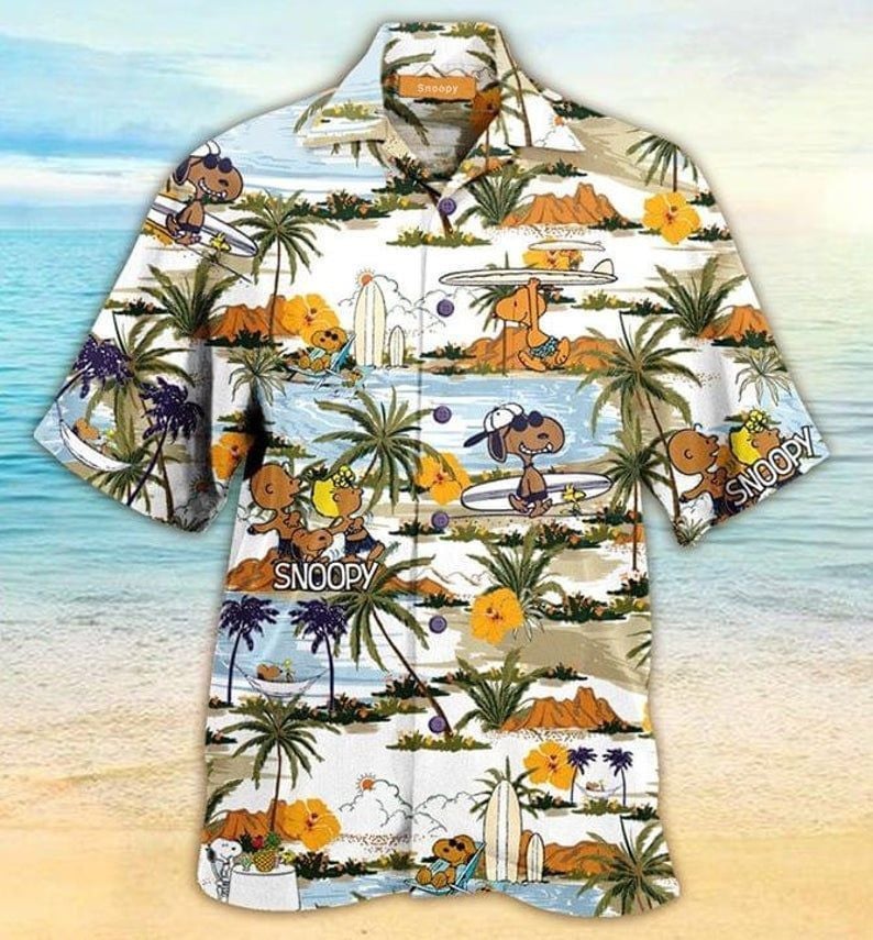 Snoopy And Friends Brown Skin Beach Cartoon Peanuts For Men And Women Graphic Print Short Sleeve Hawaiian Casual Shirt 55