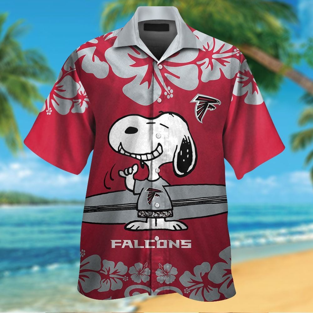 Atlanta Falcons & Snoopy Short Sleeve Button Up Tropical Aloha Hawaiian Shirts For Men Women Nfl