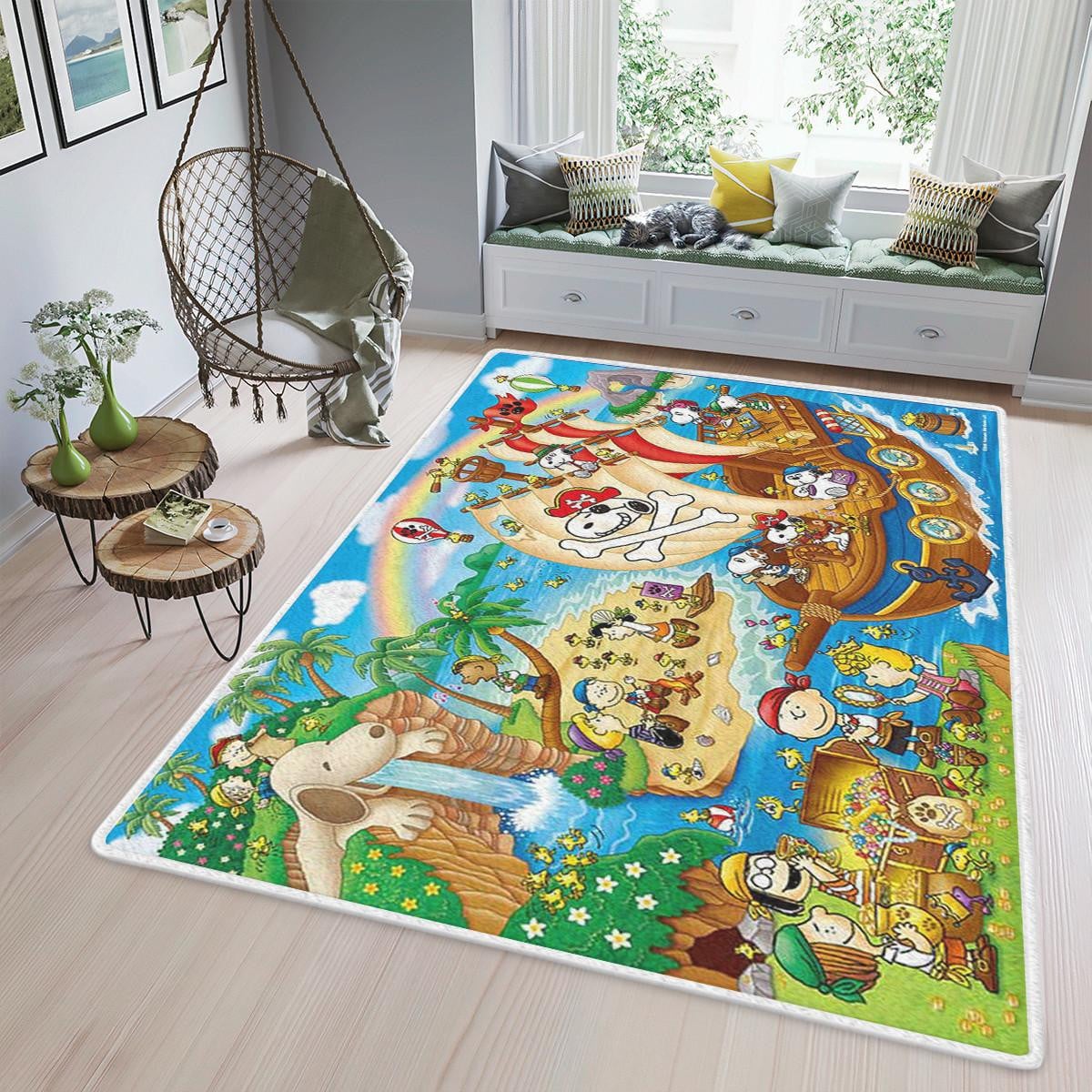 Pirate Snoopy Charlie Brown The Peanuts Cartoon Gift Lover Area Rug Living Room,snoopy The Peanuts Gift For Fan Rug Home Decor Floor Decor