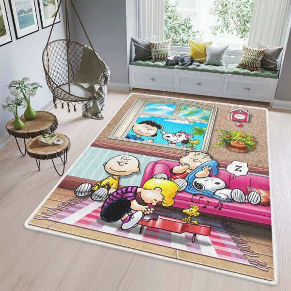 Peanuts Snoopy And Friends Enjoy The Life Rug, Christmas Gifts, Snoopy Area Rug Living Room Rug Home Decor Floor Decor 2310