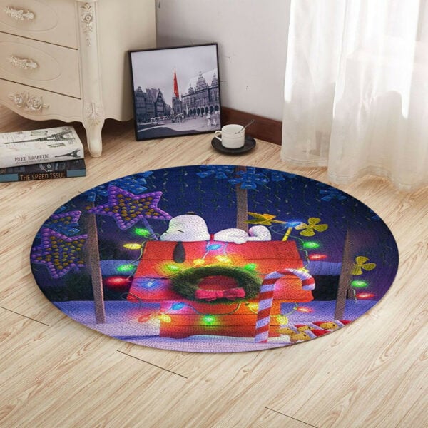Peanuts Snoopy Merry Christmas Round Rug Living Room And Bed Room Rug Gift Us Decor 1768