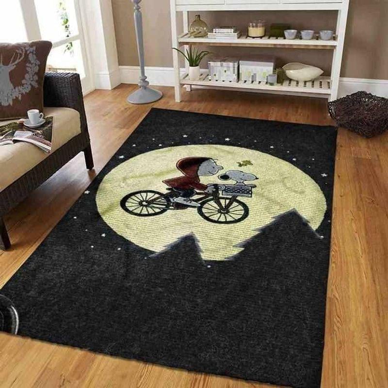The Peanuts Charlie Brown Snoopy Flying Bike 08 Area Rug Living Room Rug Home Decor Floor Decor