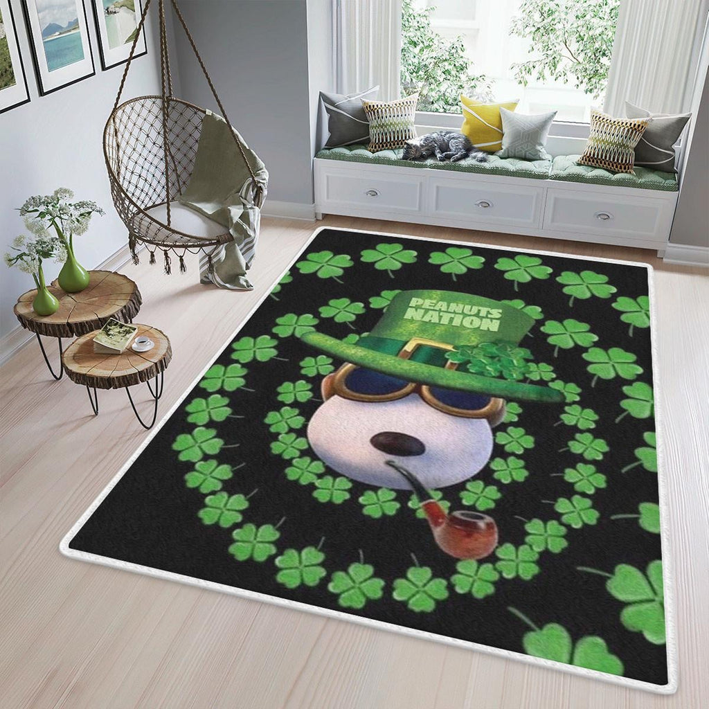 Snoopy The Peanuts Fan Gift, Happy St. Patrick's Day Area Rug Living Room, Peanuts Nation Rug Home Decor Floor Decor