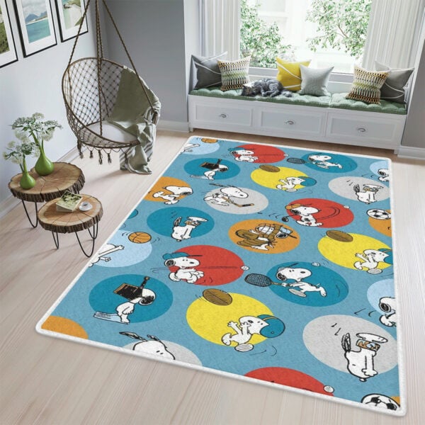 Funny Snoopy, Snoopy Rug Living Room, Snoopy Gift For Fan, Peanuts Snoopy Playing Hockey Rug Home Decor Floor Decor 2457