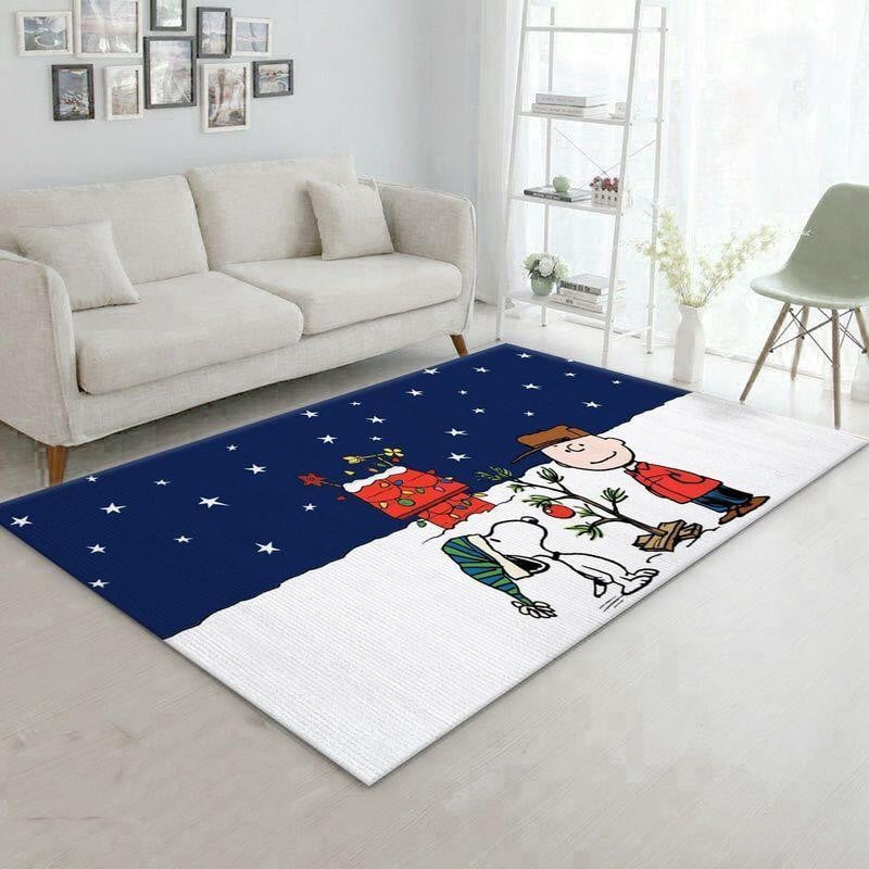 Snoopy Snow Area Rug Living Room Rug Home Decor Floor Decor