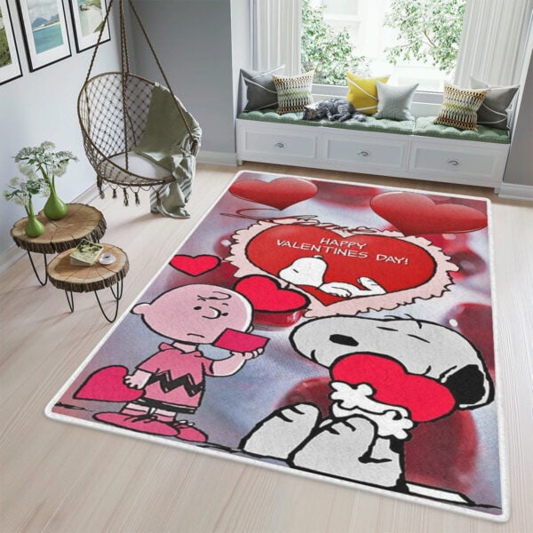 Snoopy Peanuts Happy Valentine's Day Fan Gift, Snoopy Peanuts Happy Valentine's Day Rug Home Decor Floor Decor 1705