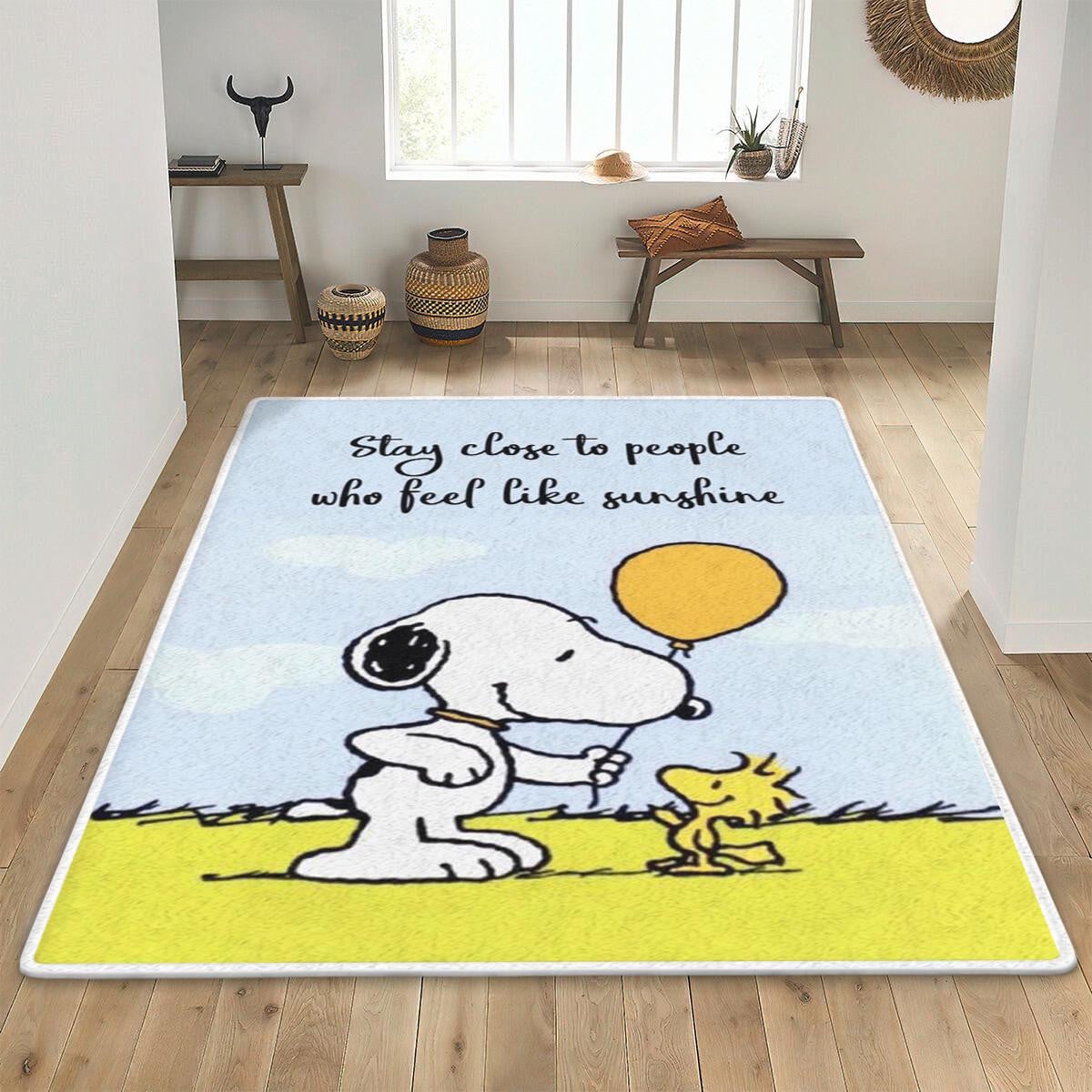 Peanuts Snoopy Area Rug Living Room, Snoopy Peanuts Woodstock Stay Close To People Who Feel Like Sunshine Rug Home Decor Floor Decor