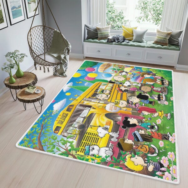 Snoopy's Beagle School Bus The Peanuts Cartoon Gift Lover Area Rug Living Room,snoopy The Peanuts Gift For Fan Rug Home Decor Floor Decor 2372
