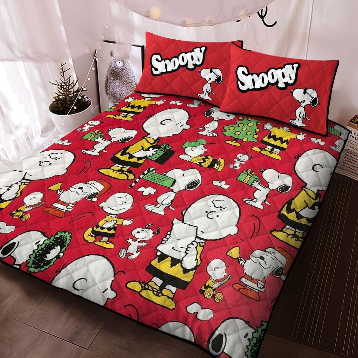 Snoopy The Peanuts Cartoon, Snoopy And Charlie Brown Friends Run Together Ver3 Fan Gift,snoopy The Peanuts Duvet Quilt Bedding Set