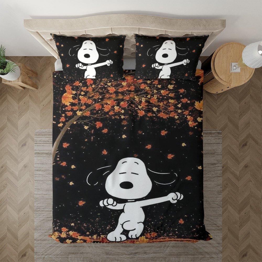 Funny Snoopy Gift For Fan, Peanuts Snoopy Dance Duvet Quilt Bedding Set
