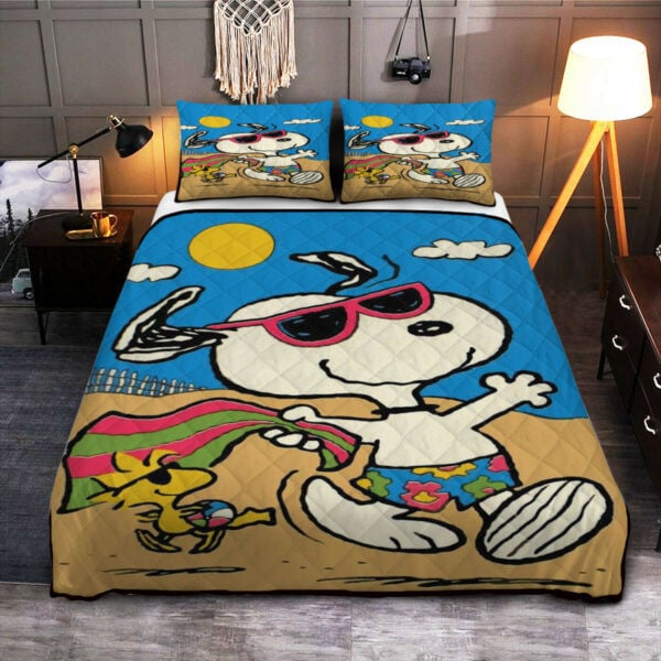 Snoopy And Woodstock Vacation Summer Peanuts Cartoon Fan Gift,snoopy Hawaiian Duvet Quilt Bedding Set 1398