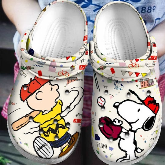 Snoopy Disney W Stickers Pattern Crocs Classic Clogs Shoes In White