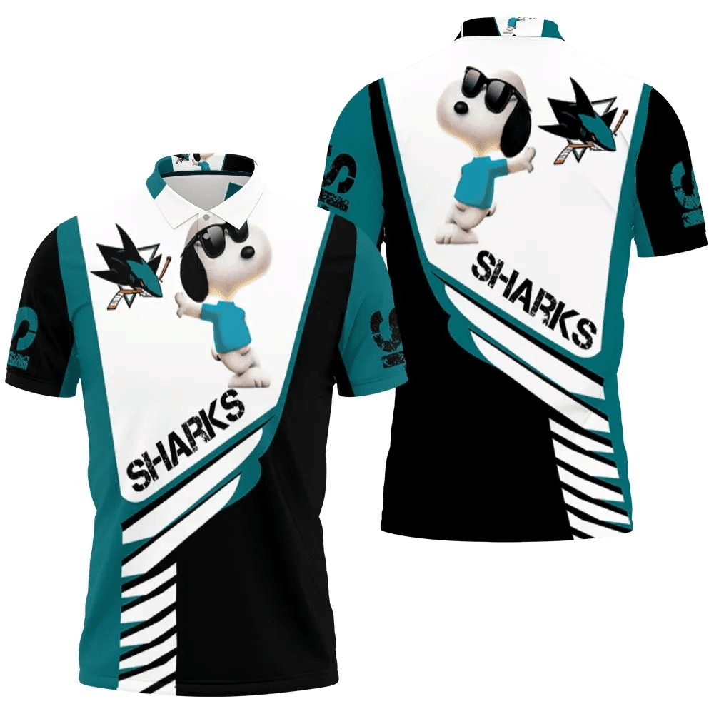 Mens & Womens San Jose Sharks Snoopy For Fans 3D All Over Print Polo Shirt