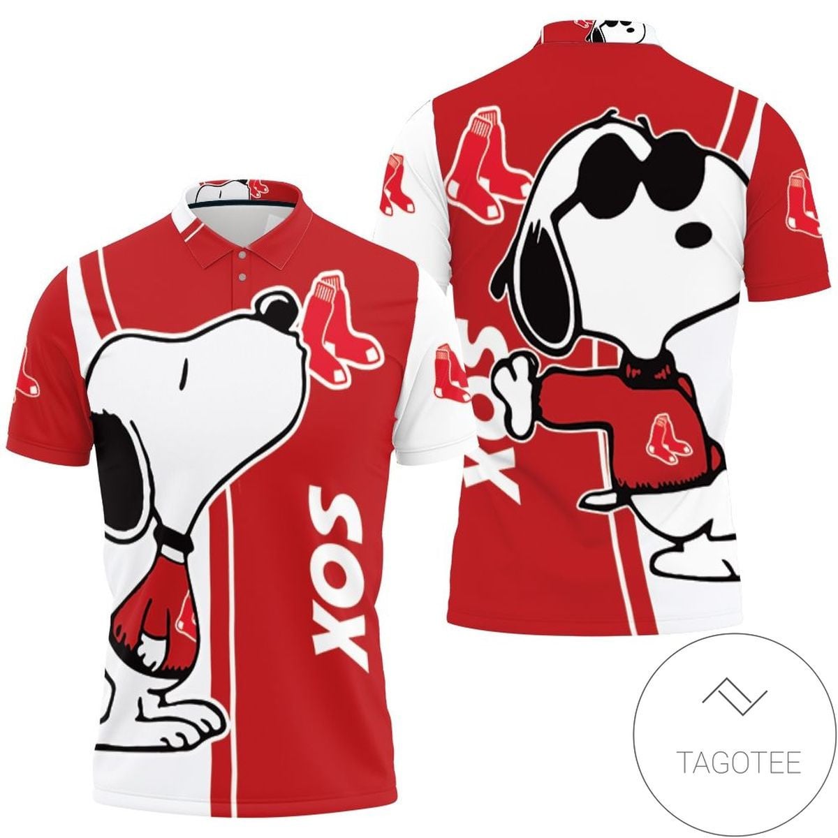 Mens & Womens Boston Red Sox Snoopy Lover 3d Printed All Over Print Polo Shirt