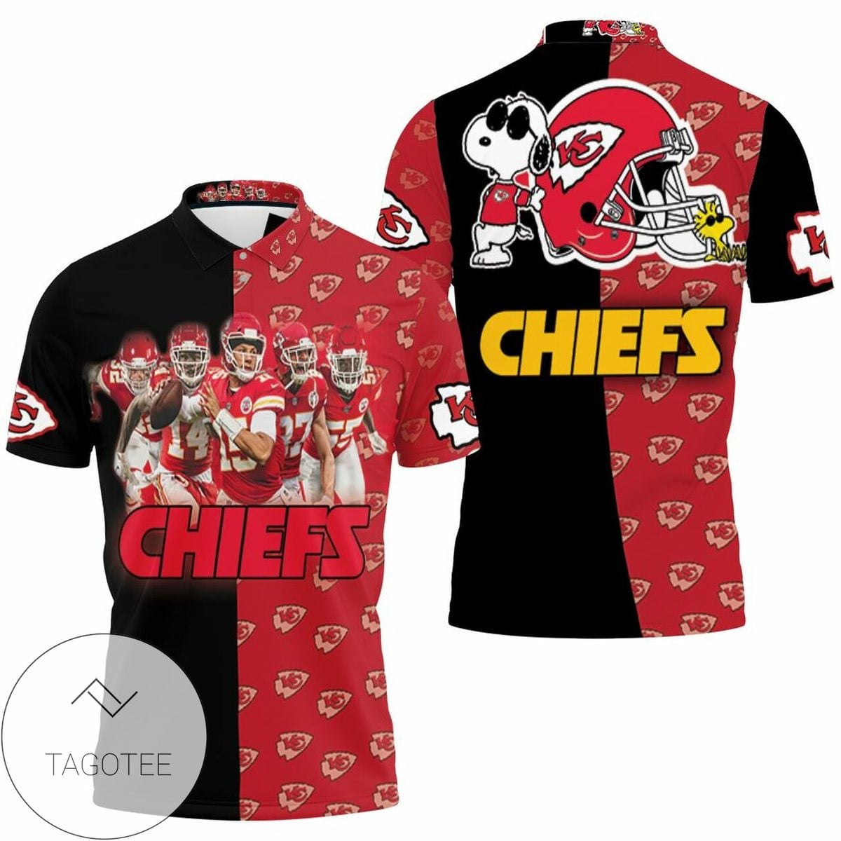 Mens & Womens Kansas City Chiefs Afc West Division Champions 2021 Super Bowl Snoopy Fan All Over Print Polo Shirt