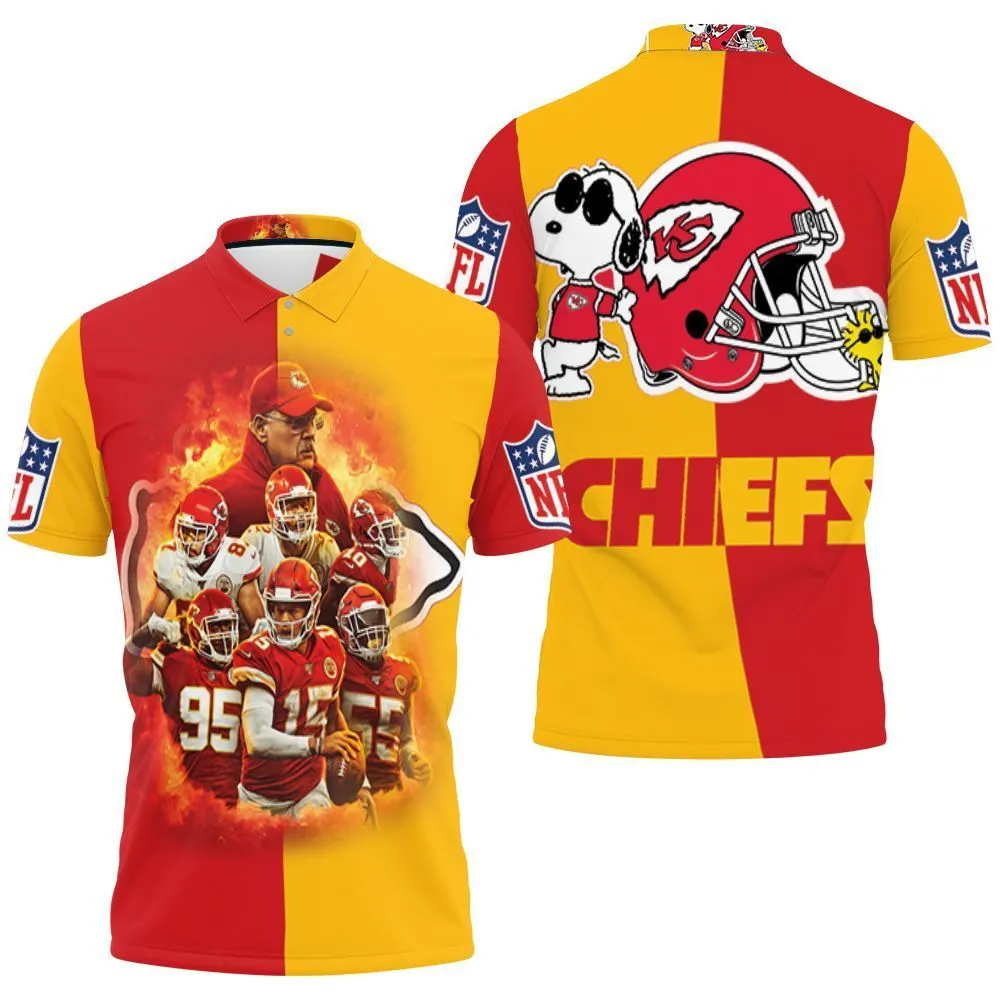 Mens & Womens Snoopy Kansas City Chiefs Helmet Afc West Division Champions Super Bowl 2021 3D Polo Shirt