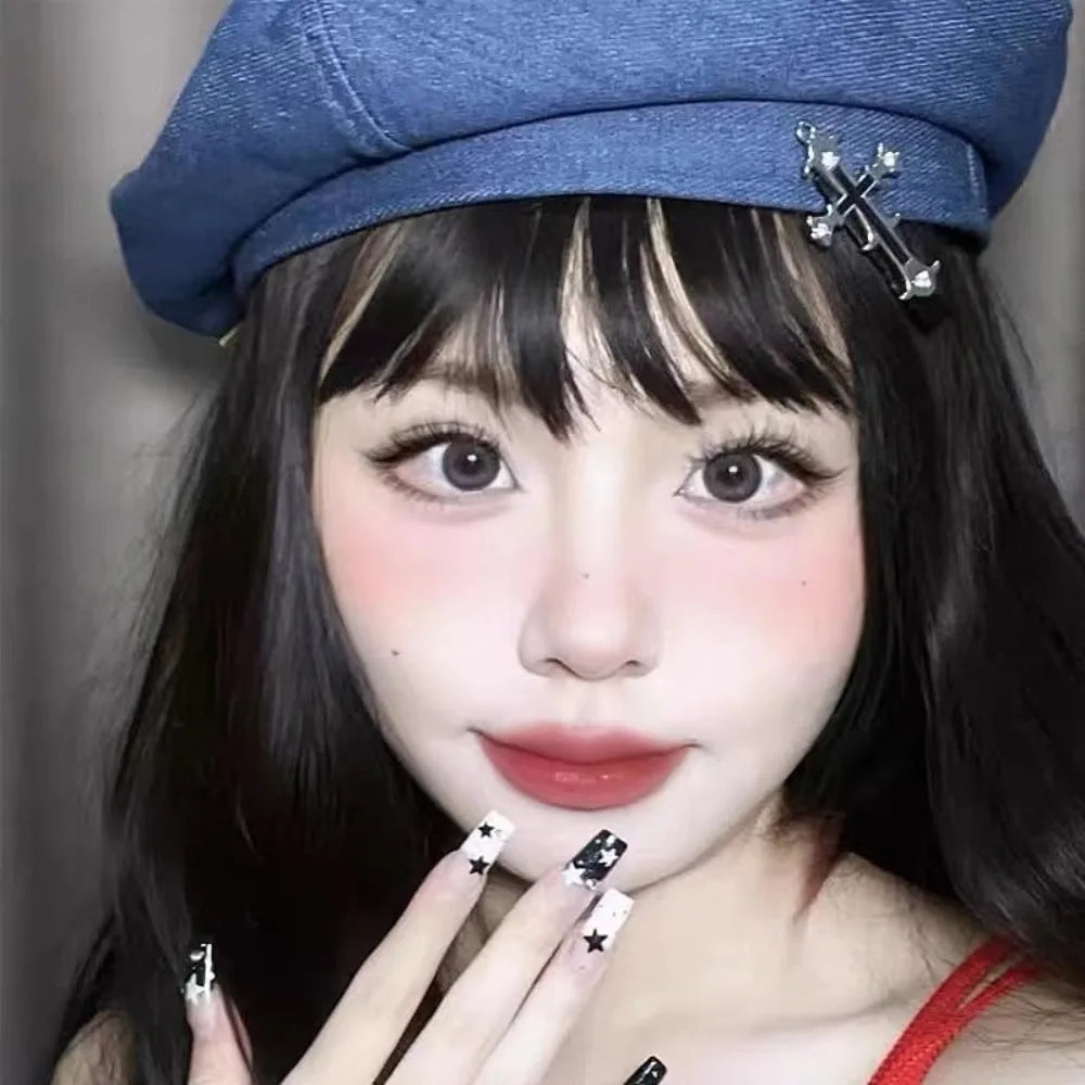 Cross Hair Clips Halloween Goth Hair Accessories for Women Girls Metal Y2K Gothic Cross Barrettes Hairpins Alligator Clips Set