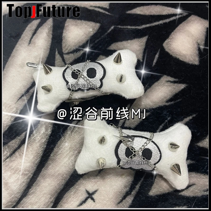 Women Harajuku Y2K Girl Gothic Lolita Willow nail Punk Hairpin Bloody skull bone Hair Pins Halloween Cosplay Hair Clip hairclip
