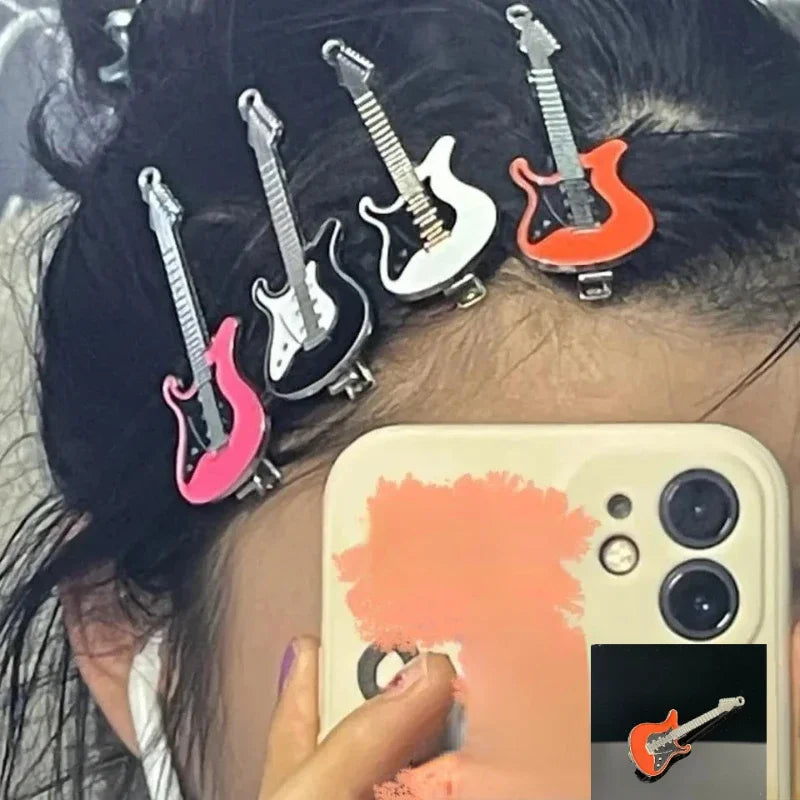 Y2K Colorful Guitar Metal Hair Clip for Women Harajuku Funny Cute Duckbill Clip Barrettes Fashion Girl's Hair Accessories Gifts