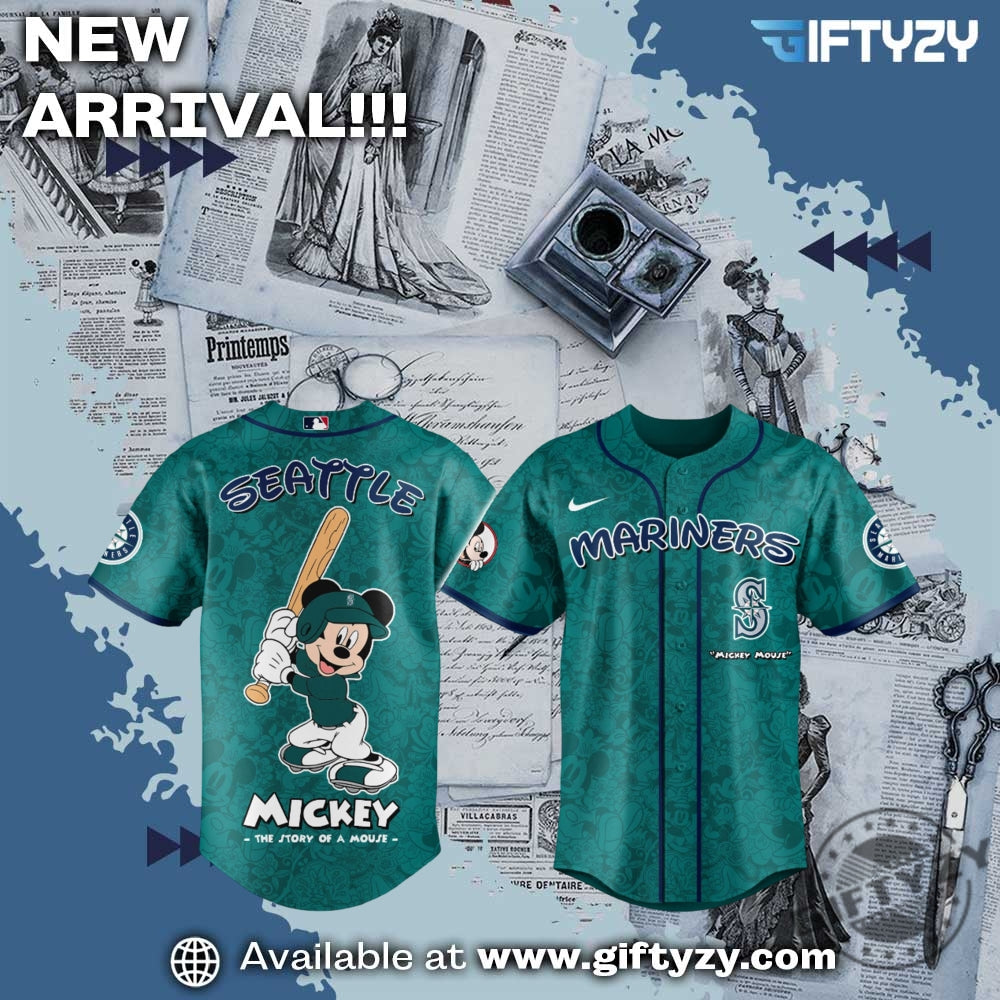 Seattle Mariners Mlb Baseball X Disney Mickey Mouse Night Game Jersey 