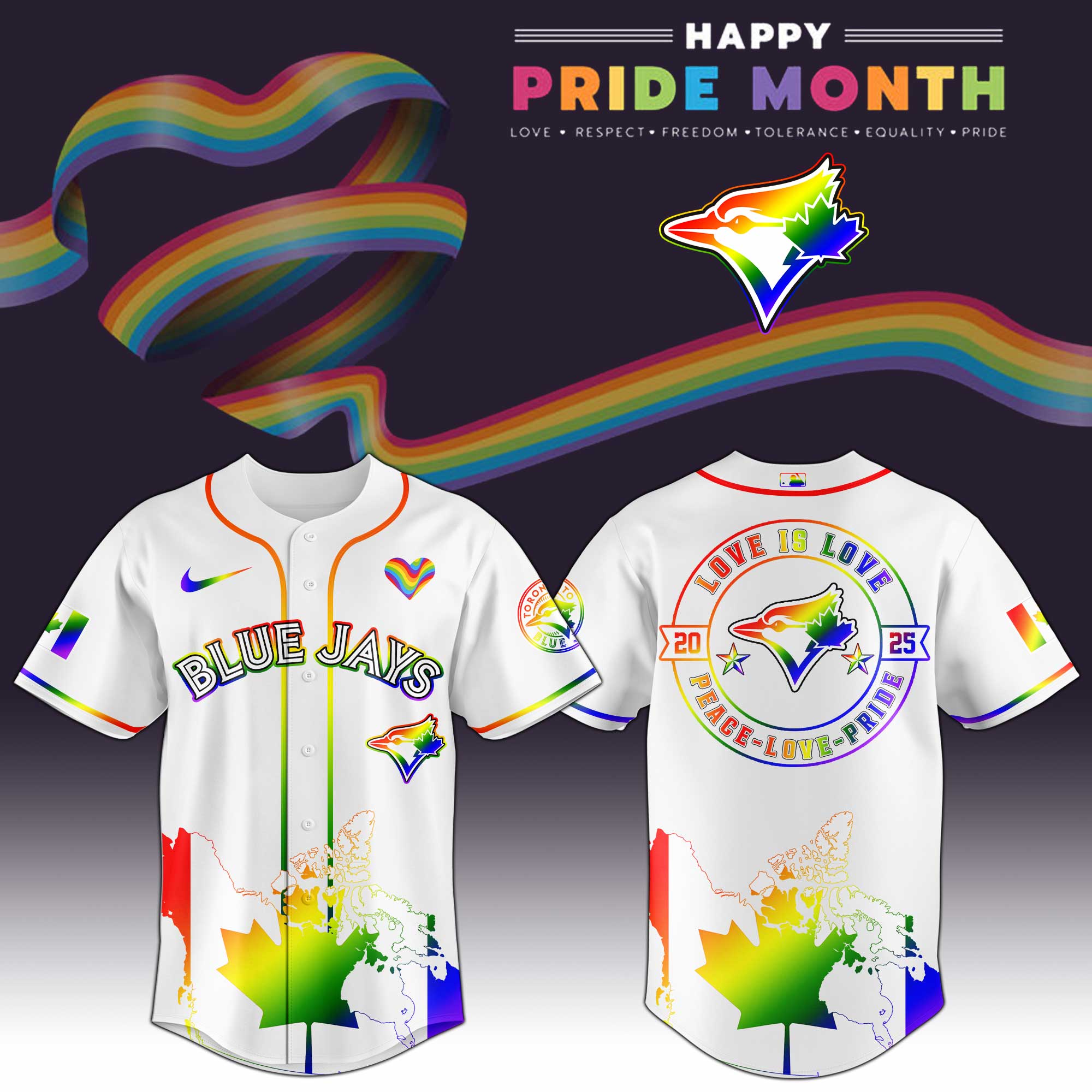 Toronto Blue Jays Happy Pride Month Baseball Jersey 