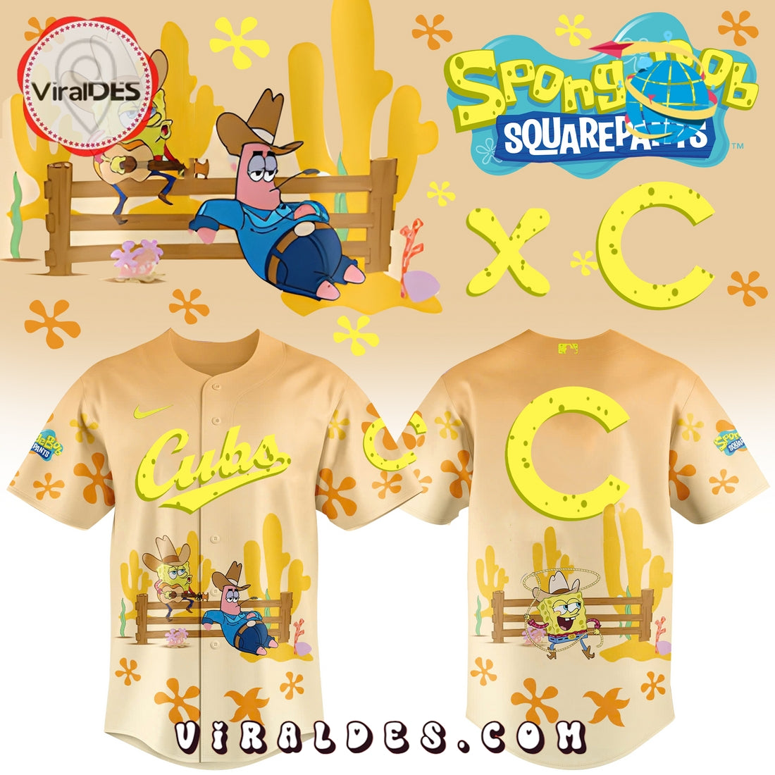 Spongebob Squarepants MLB Chicago Cubs Baseball Jersey